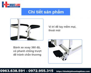 Chi tiết xe lăn nâng hạ bệnh nhân